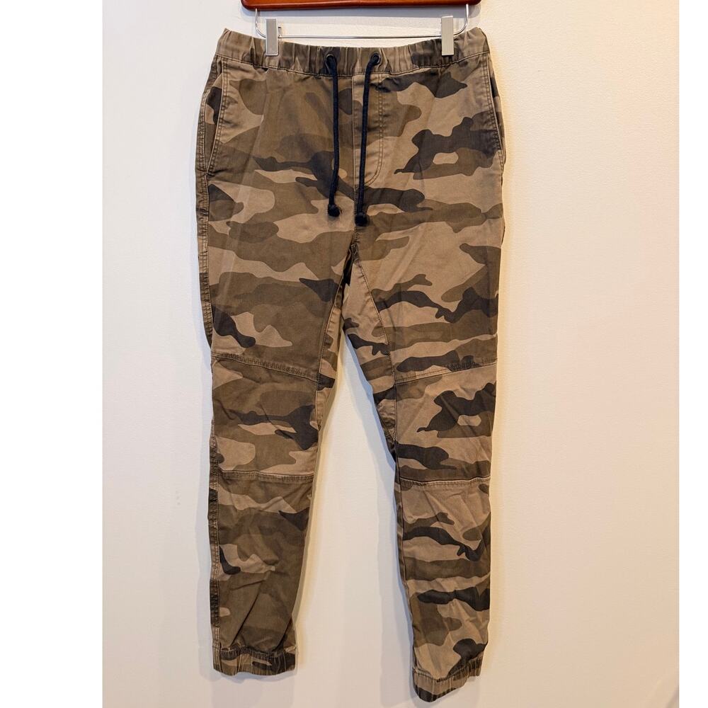 H&M Divided Camo Utility Pants Elastic Waist Stretch Twill Women's Size 30 Y2K